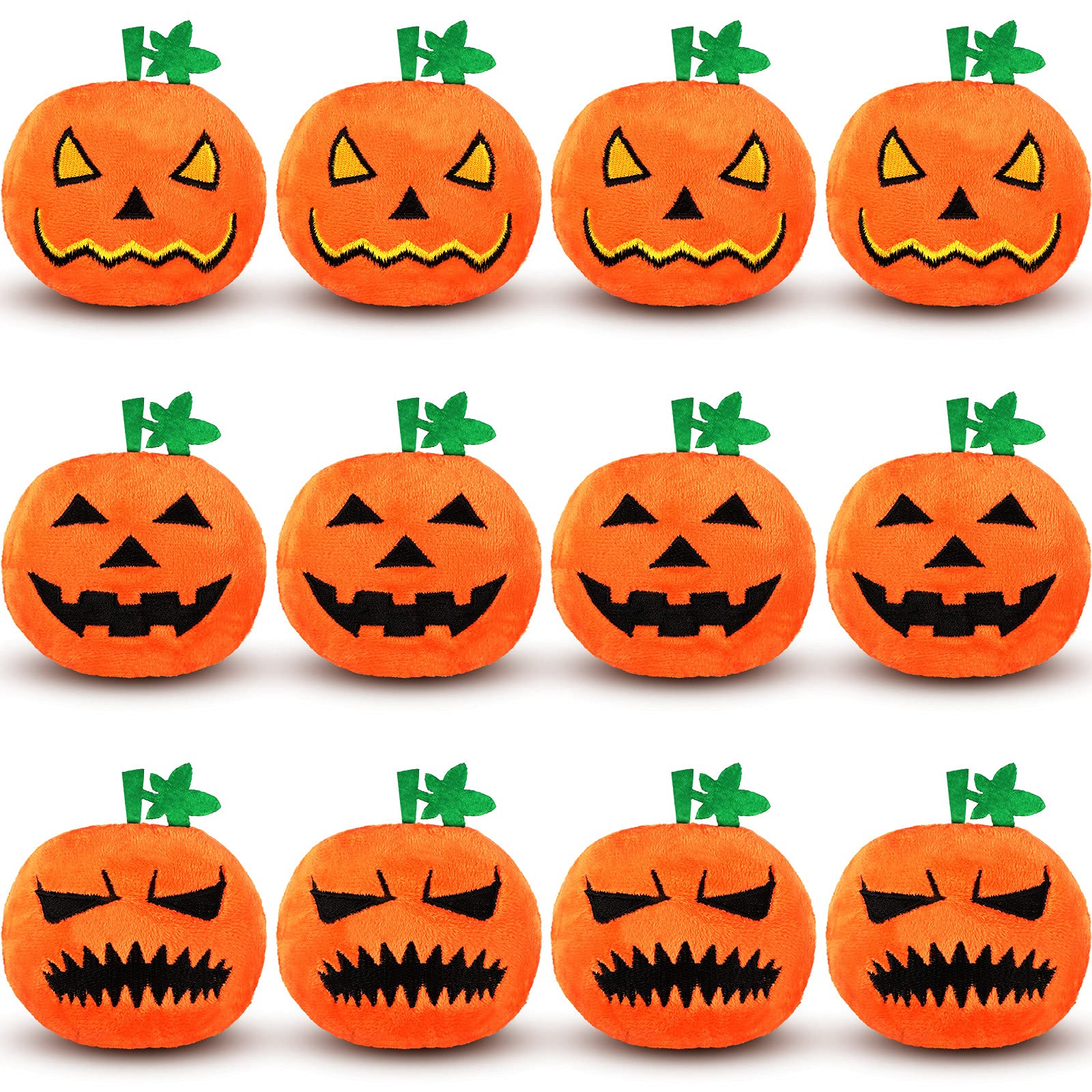 Photo 1 of Threan 12 Pieces Halloween Stuffed Pumpkin Plush Toy Small Pumpkin Plush Soft Doll with Spooky Expressions for Halloween Party Decoration Supplies, 3.14 Inch