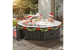 NAIZEA Inflatable Hot Tub - Outdoor Hot Tubs 4 to 6 Person, Portable Blow Up Spa Square Portable Hot Tub, 130 Soothing Bubble Air Jets, Cover, 2 Filter, 240 Gallon,77x77x25 in