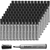 INTUNO Permanent Markers, 96 Count Black, Chisel tip, Oil-Based Permanent Markers, Waterproof and Fade-Resistant, for Paper, Wood, Metal, Glass and More