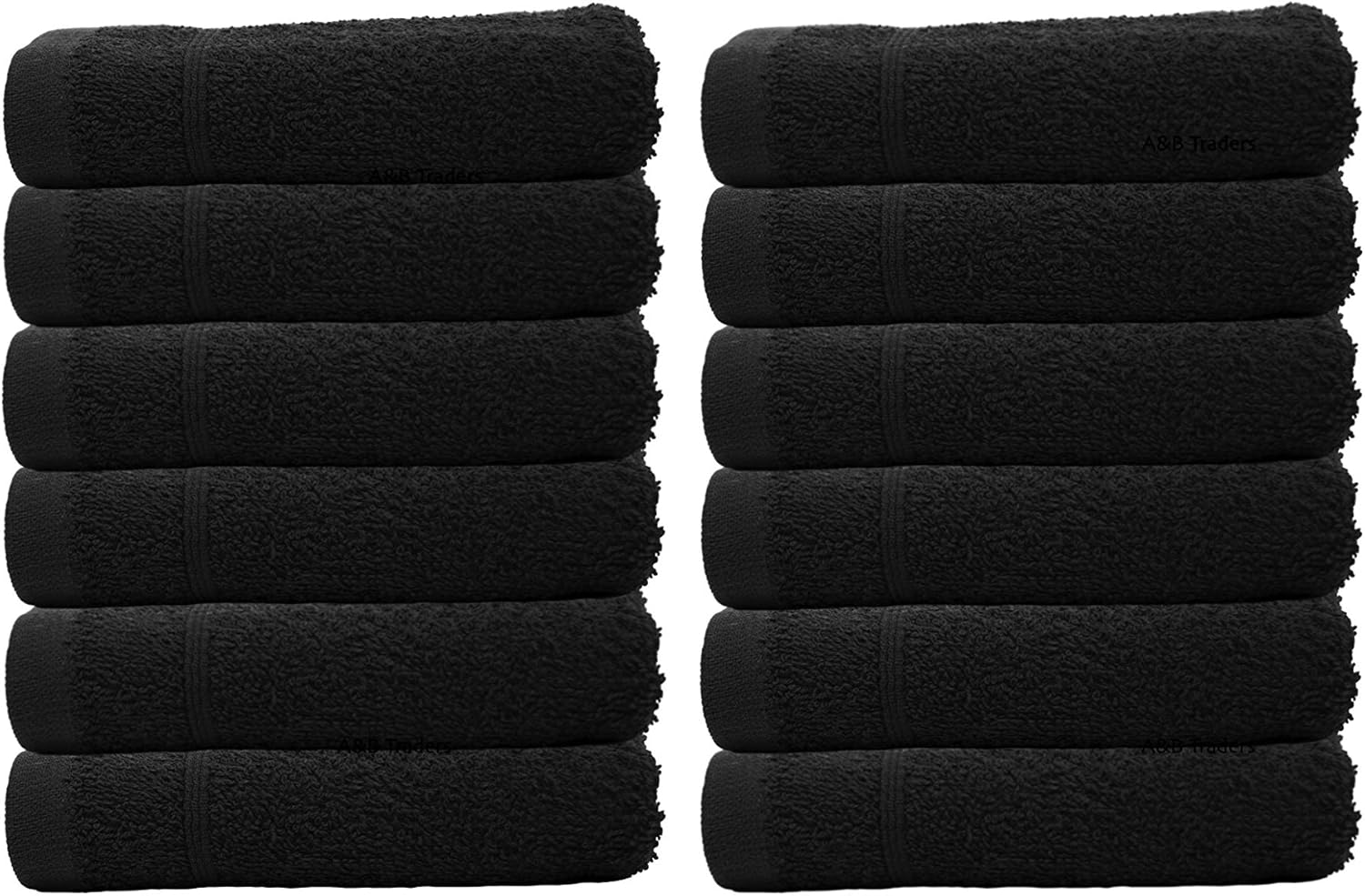 A & B TRADERS Washcloths 100% Prime Egyptian Cotton Pack of 12 Facecloths Flannels Super Soft Quick Dry 30 x 30cm (Black)