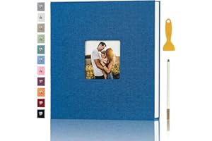 AENBUSLM Photo Album Self Adhesive Pages for 4x6 5x7 8x10 Pictures Magnetic Scrapbook Photo Albums with Sticky Pages Books with A Metallic Pen for Baby Wedding Family 11x10.6 Blue 40 Pages