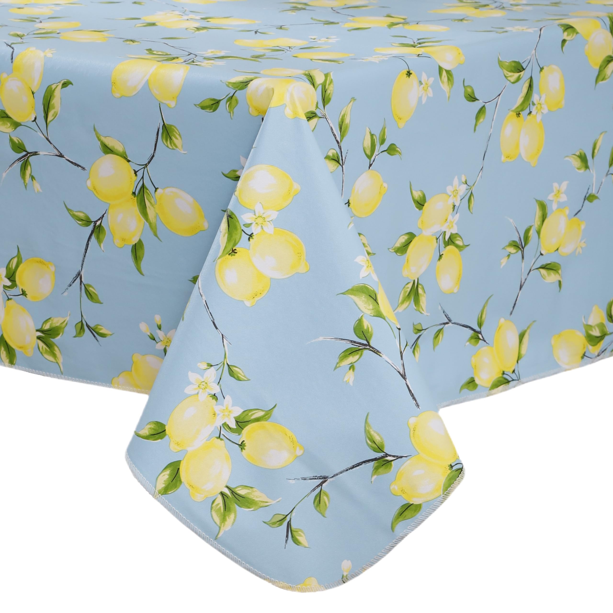 Photo 1 of Heavy Duty Vinyl Tablecloth with Flannel Backing Waterproof Oil-Proof Plastic Table Cloth Stain-Resistant Wipeable Rectangle or Square Table Cover for Indoor and Outdoor (Lemon, 54x54 Inch)