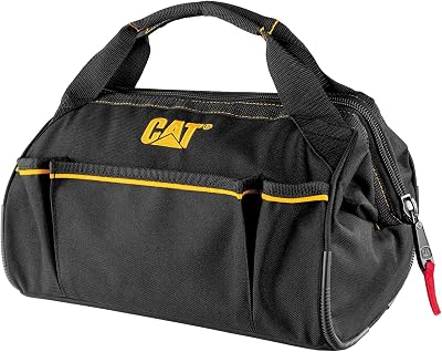CAT 13 Inch Widemouth Tool Bag High Visibility Interior 600D Polyester
