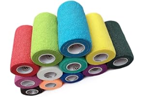 WildCow Vet Wrap Bulk Bandage Tape (4 Inch 12 Color Pack), Water Resistant Self Adherent Cohesive Rolls