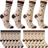 Chicingyou 6 Pairs Martini Coffee Gifts Socks for Women, Valentine Galentines Day Novelty Gifts Winter Cotton Martini Socks for Coffee Lover Wedding Bachelorette Bridal Shower Party, One Size