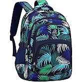 MYGOO Boys Backpack | Tropical Grove Collection | 17" Tall, 24L | Foliage Black Design for Teens