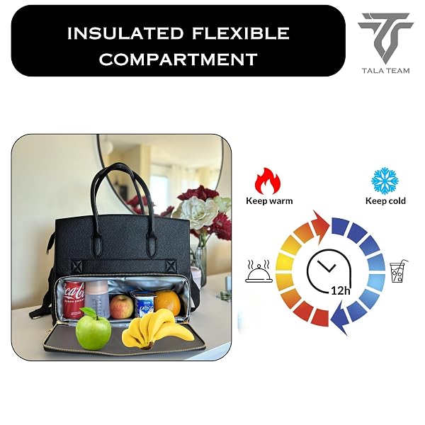 TALA TEAM TOTE BAG FOR WOMEN WITH INSULATED LUNCH COMPARTMENT – BOLSOS PARA MUJERES, WORK TOTE BAG, LAPTOP BAG, LONCHERAS PARA MUJER, LUNCHBOX FOR WOMAN.