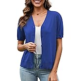 VIISHOW Short Sleeve Lightweight Summer Cardigan for Women, Button Down Open Front V Neck Crochet Knit Cropped Bolero Shrugs