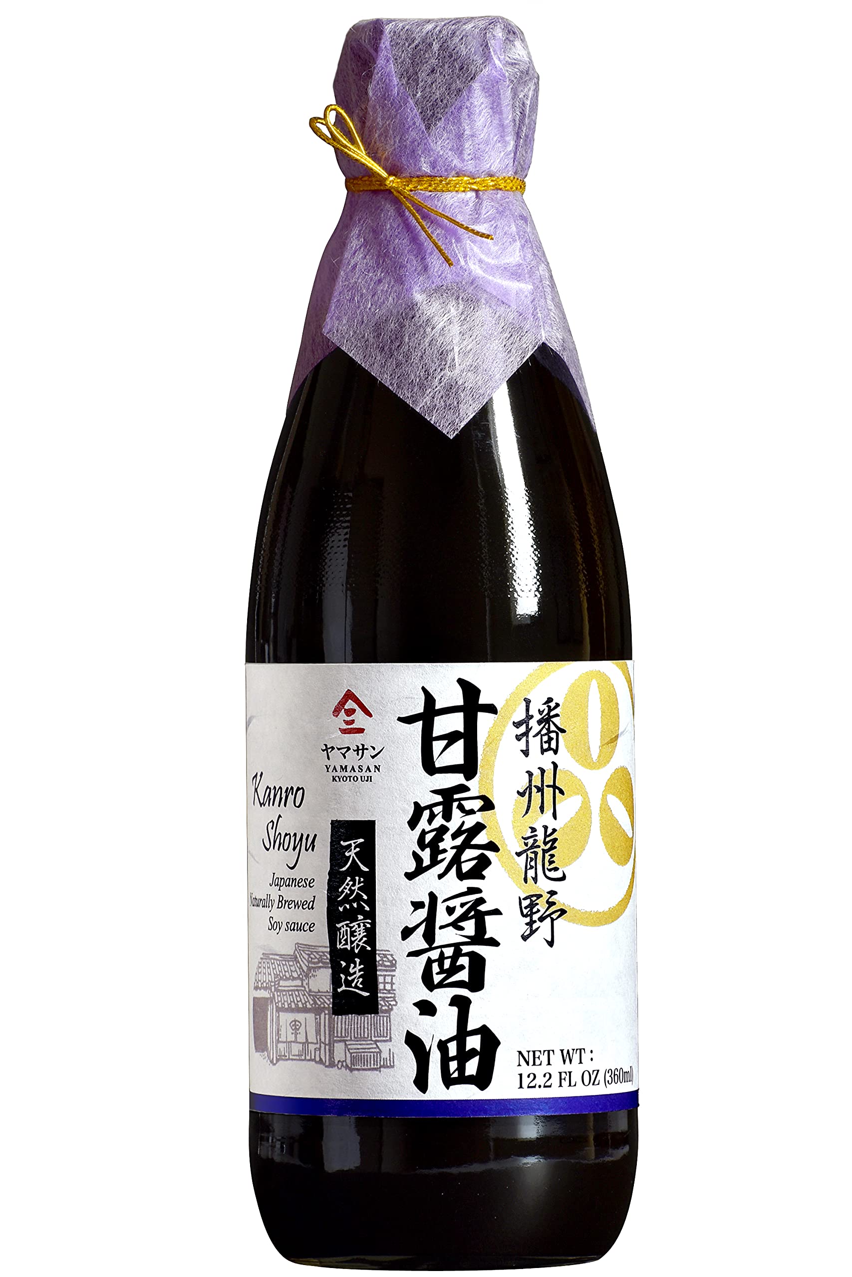 YAMASAN KYOTO UJI Doppelt Gebraute Premium-Sojasauce, 1000 Tage gereift, Japanische Premium Handarbeit, Natürlich gebraut, Keine Zusatzstoffe, ohne Gentechnik, Hergestellt in Japan(360ml)