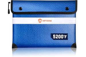 SPVIOQI Upgraded 5200°F Fireproof Document Bag - with Heat Insulated, Waterproof Fireproof Bag with Zipper/Reflective Strip, 8 Layers of Functional Materials, Fireproof Money Bag for Cash/Documents