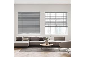 DEZ FURNISHINGS Cordless 2" Faux Wood Blind, (35" W x 64" H), Driftwood Gray