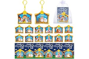 Hiboom 24 Set Christmas Religious Gift Bulk 4 Inch Nativity Scene Baby Jesus Backpack Clip Keychains Religious God's Greatest Gift for Holiday Party Xmas Tree Home Christmas Stocking Stuffers