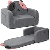 snow mini Toddler Chair for Kids, 2-in-1 Comfy Toddler Couch Fold Out, Convertible Baby Sofa to Lounger for Boys & Girls 1-3 Years Old, Dog