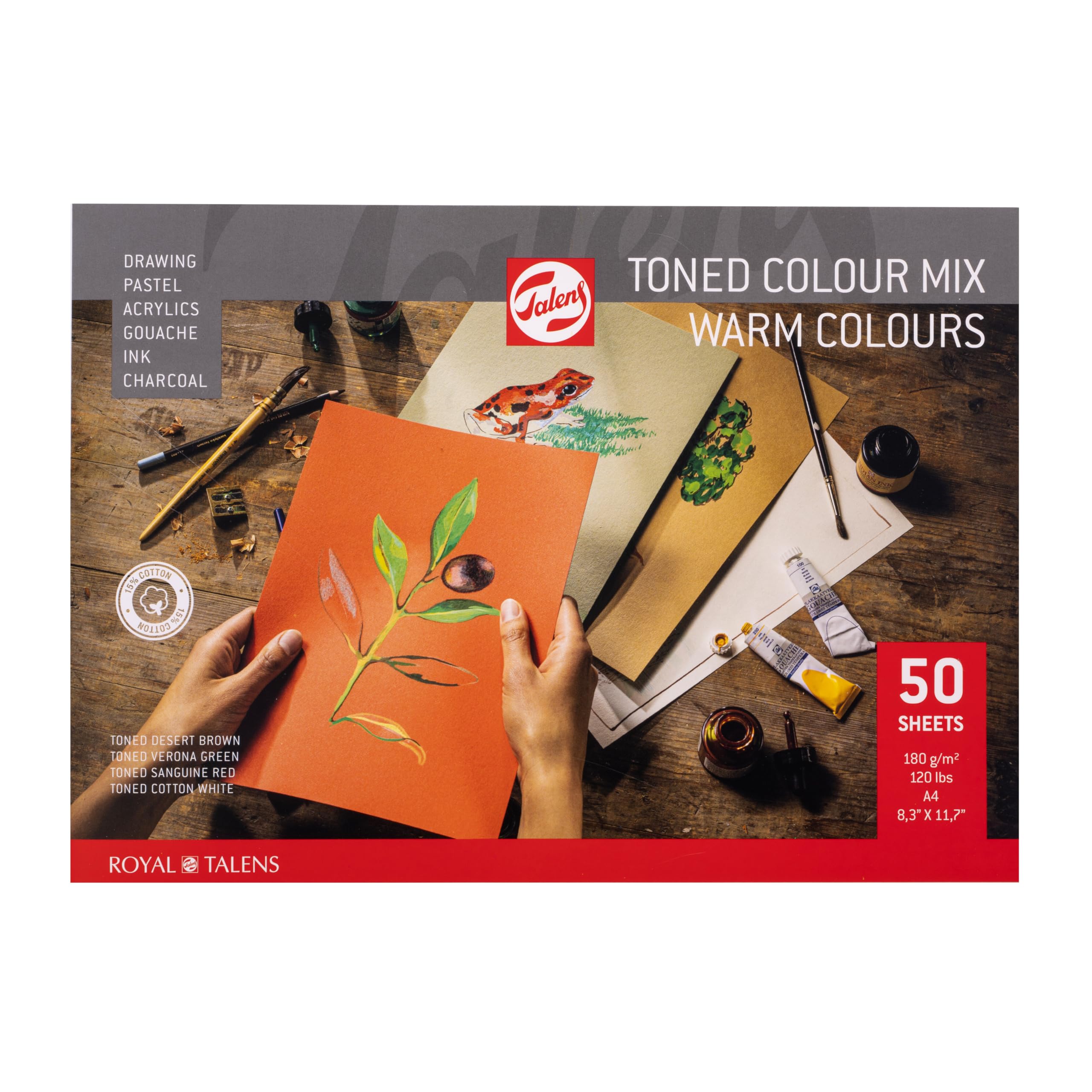Talens Toned Colour Pad Warm, A4, 50 Sheets, 180 g/m²