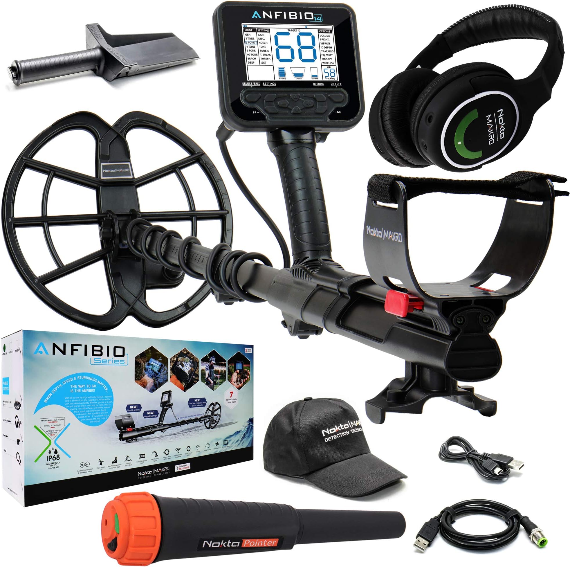 Anfibio Nokta Makro 14 kHz Detector Bundle w/Pinpointer, and Digger