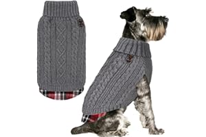 KYEESE Dog Sweater Soft Pullover Dog Sweaters for Small Dogs Male Warm Turtleneck Small Dogs Sweater with Gingham Patchwork Stretchy Knitwear Cat Clothes Comfy Pet Coat for Fall Winter Cold Weather