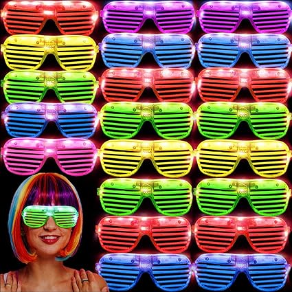 paquete de 36 gafas led que brillan en la oscuridad mardi gras regalos de fiesta para ninos adultos rave neon intermitente gafas de sol iluminan