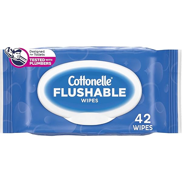 COTTONELLE FLUSHABLE WET WIPES FOR ADULTS, 1 FLIP-TOP PACK, 42 WIPES, ALCOHOL-FREE, PLASTIC FREE