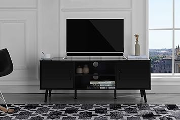Amazon Com Divano Roma Furniture Mid Century Modern Tv Stand Black Furniture Decor