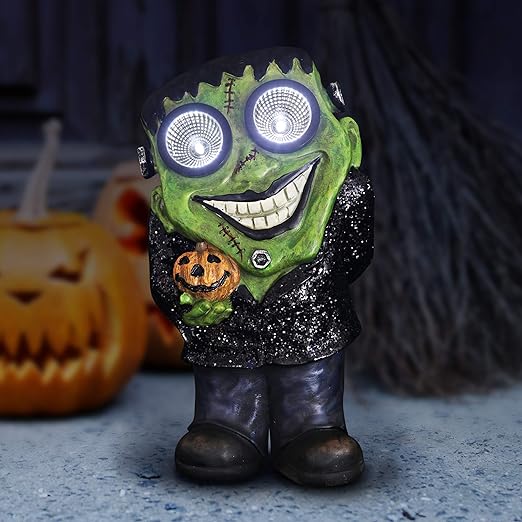 Amazon Com Exhart Frankenstein Pumpkin Resin Statue W Solar