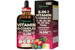 JUYIHEAL 8-IN-1 Vitamin B Complex Liquid Drops | B12 Methylcobalamin, B1, B2, B3, B5, B6, B7, B9 Folic | B Vitamins Complex S