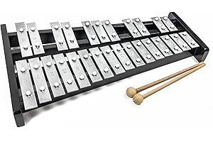 Professional Wooden Soprano Full Size Glockenspiel Xylophone with 27 Metal Keys for Adults & Kids - Includes 2 Wooden Beaters