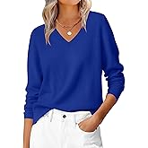 ANRABESS Womens Long Sleeve V Neck Sweaters 2025 Fall Casual Classic Soft Loose Fit Basic Pullover Jumper Top