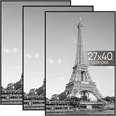 upsimples 27x40 Poster Frame, Easy Slide-In Assembly, Black, 3 Pack | Gallery Wall 27 x 40 Picture Frames Set for Family, Wedding, Christmas, Easy to Change Photos
