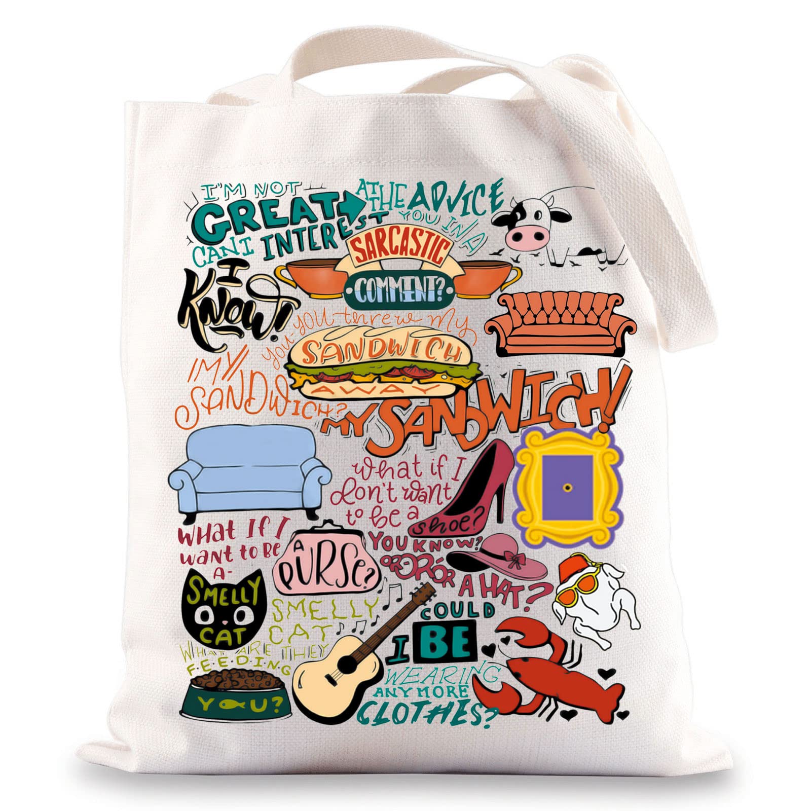 BWKTOP Friend TV Show Tote Bag - Character Fans Gift Themed Bag For Women & Girls, Sandwich Size