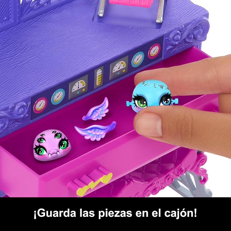 Frankie Stein Cria o teu kit de brincadeiras de animais monstro com boneca e mais de 30 acessórios para criar quantos animais quiseres, laboratório científico louco, JBF18, Lilas.