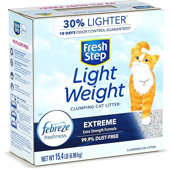 FRESH STEP LIGHTWEIGHT EXTREME SCENTED LITTER WITH THE POWER OF FEBREZE, CLUMPING CAT LITTER, 15.4 POUNDS (PACKAGE MAY VARY)
