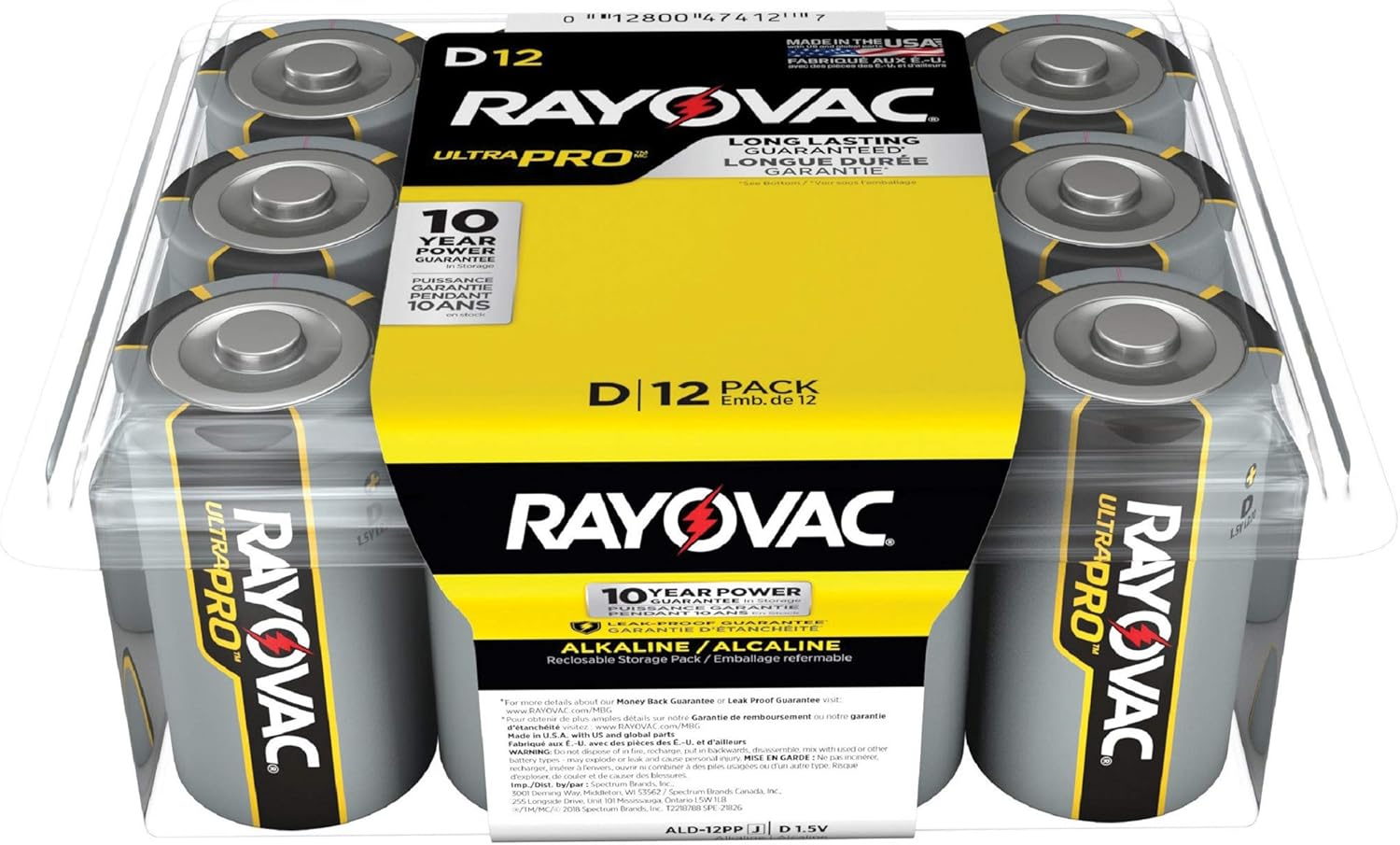 Rayovac UltraPRO Alkaline D Batteries, ALD-12