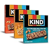 KIND Healthy Snacks Bars Variety Pack, Gluten Free, Low Sugar, High Fiber Snacks, Dark Chocolate Nuts &amp; Sea Salt, Peanut Butter Dark Chocolate, Caramel Almond &amp; Sea Salt, 6-7g Protein, 18 Count