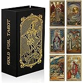 EGCUQ 78 Tarot Cards with Guide Book,Rider Waite Tarot Deck,Gold Foil Tarot Cards Deck for Beginners Waterproof and Durable
