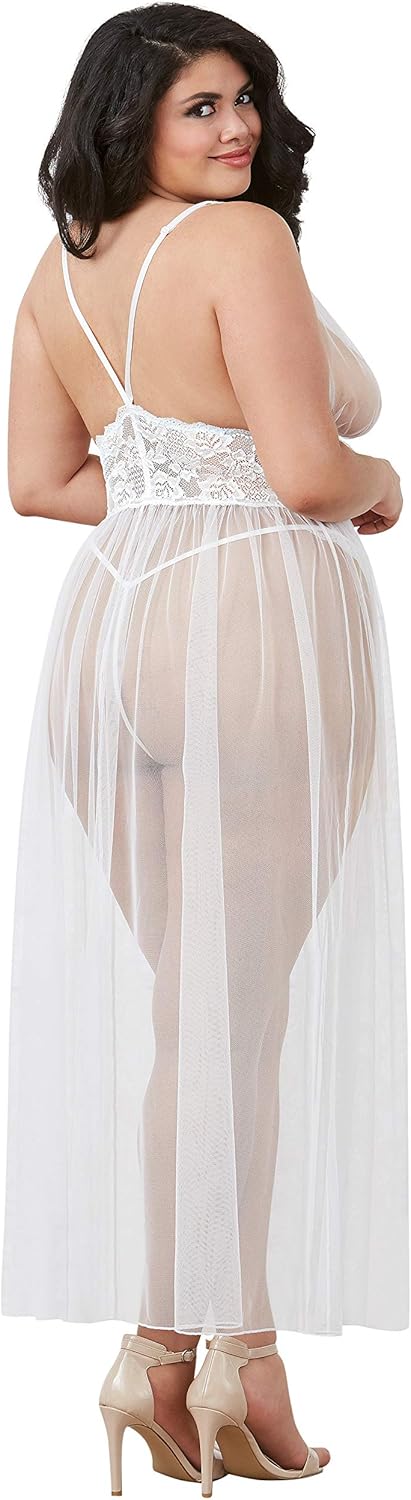 Dreamgirl Women's Plus Gown, White, One Size Queen: Clothing