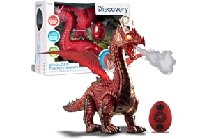 Discovery Fire-Breathing RC Dragon with Smoke Breath, Walking, Wing Flapping, Realistic Roaring Sounds| Light-Up Large Dinosaur Toy| Remote Control Robot Dino Mythical Creature| Kids Boys Gift| Age 6+