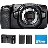 Blackmagic Design Pocket Cinema Camera 4K Power Bundle (CINECAMPOCHDMFT4K) &ndash; Includes Two (2) Additional LP-E6 Batteries, Dual Battery Charger, and SolidSignal Microfiber Cloth
