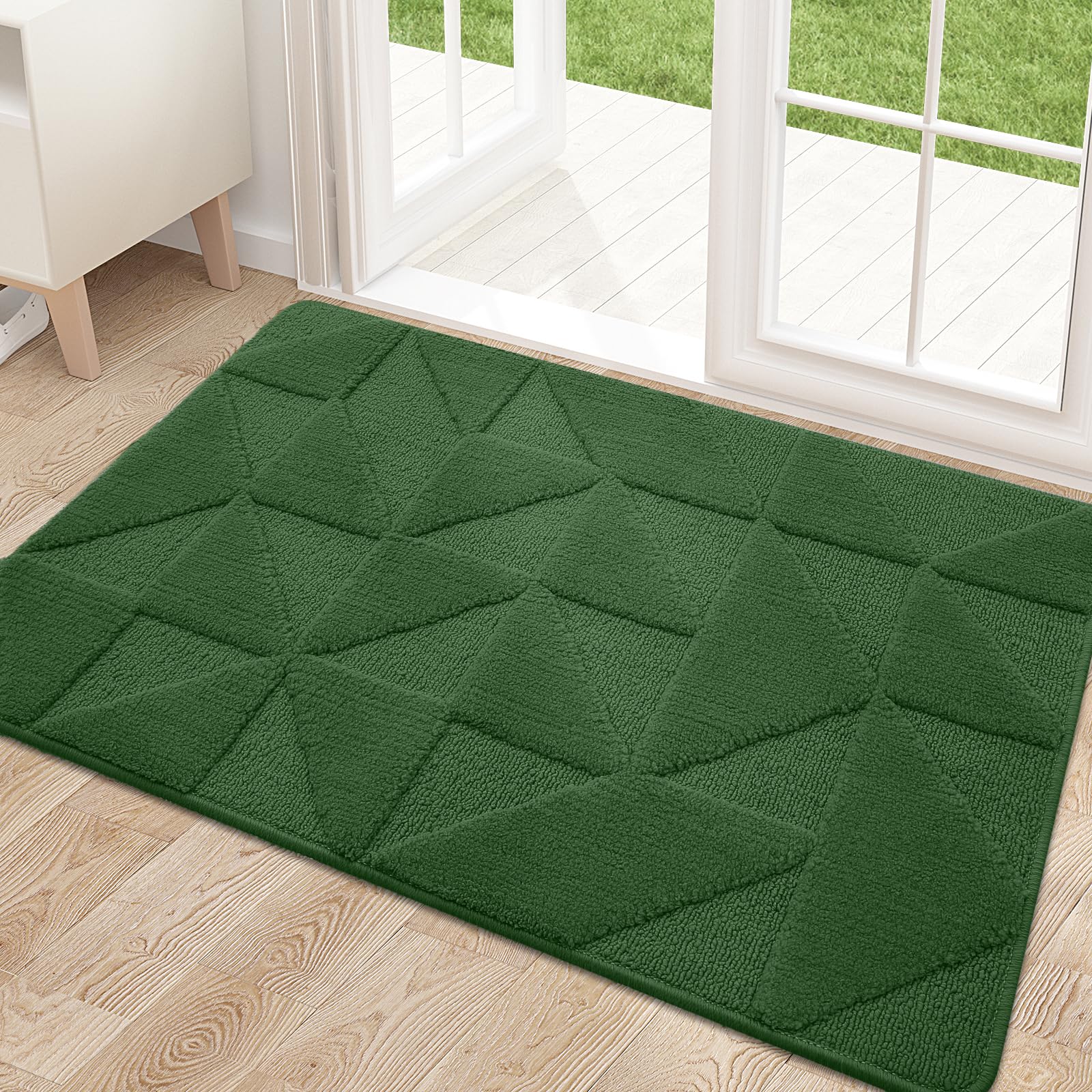 Homaxy Door Mats Indoor, 60 X 90 cm, Machine Washable Inside Door Mat, Dirt Trapper Soft Doormats, Super Absorbent Entrance Rug, Non-slip Floor Mat For Front Back Door, Pets and Dogs (Green)