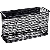 dedoot Magnetic Basket for refrigerator Storage Magnetic Pencil Holder Basket Mesh Black Strong Magnetic Pen Holder for Refrigerator,Whiteboard, Locker, Home and Office Organizer, 6.3x2.3x3.6inch