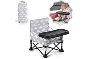 ASKCAT Portable Baby Chair, Baby Booster Seat for Kitchen Chair with Cloud Print, Folding Legs