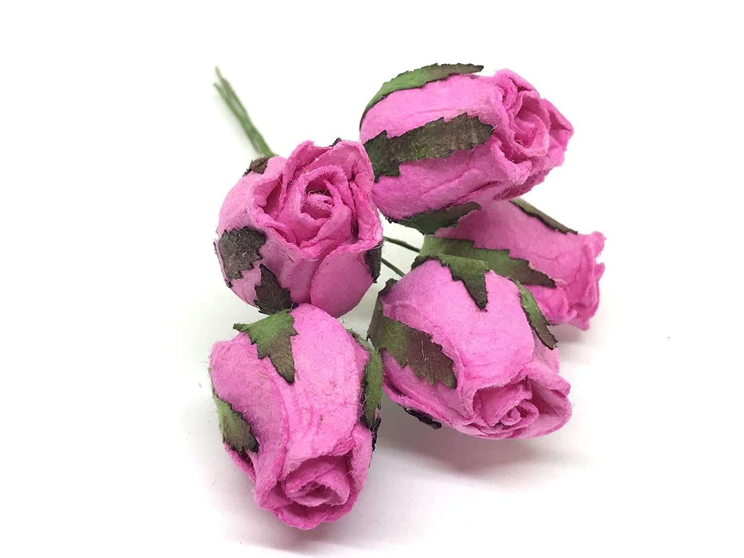 2.2x3cm Pink Paper Rose Buds Mulberry Paper Flowers with