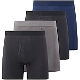 Mens Boxer Briefs Pack of 4 Microfiber Boxers for Men Tagless, Moisture Wicking, Breathable Mens Underwear