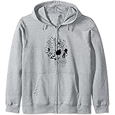Day of The Dead Butterfly and Floral Blooms Dark Sugar Skull Zip Hoodie