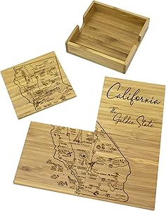 Totally Bamboo California State Puzzle 4 Piece Bamboo Coaster Set with Case