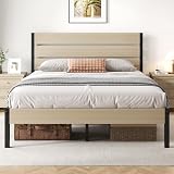 Fluest Queen Bed Frame with Headboard and Footboard, with Under Bed Storage, All-Metal Support System, No Box Spring Needed, Easy Assembly, Beige