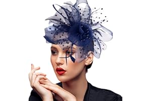 JUNBESTN Fascinators Hat Tea Party Headwear for Women Flower Mesh Feathers Headband