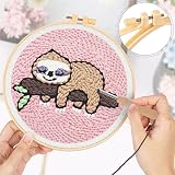 JSRQT Punch Needle Kit for Beginners Sloth Pattern Embroidery Starter Craft Set view 4