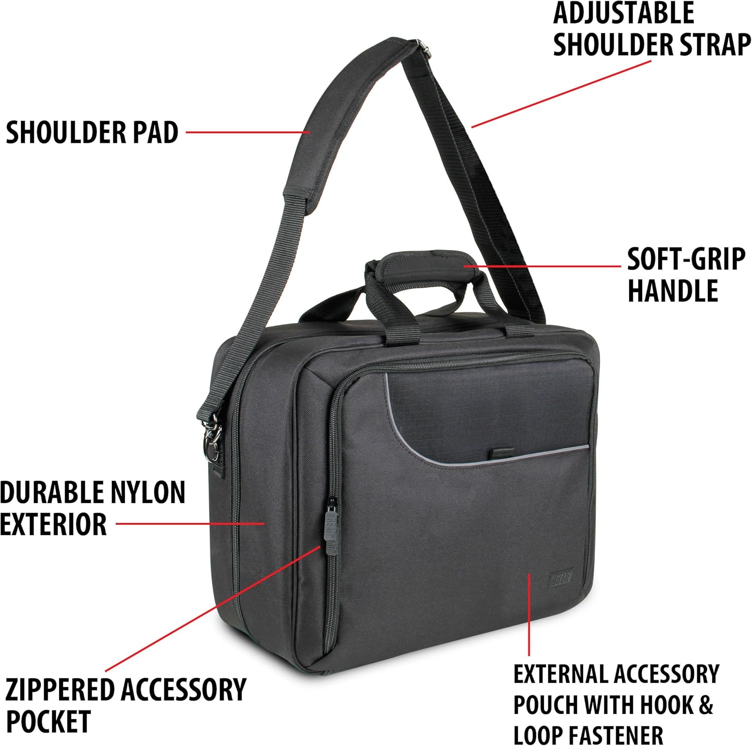 USA Gear Projector Case - Video Projector Bag Compatible with DBPOWER, ViewSonic PJD5134, Dr. J HI-04, and More Projectors - Scratch Resistant, Shoulder Strap, and Customizable Dividers (Black): Office Products