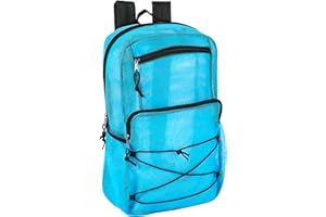TRAIL MAKER Deluxe See Through Mesh Backpack with Bungee Cord & Adjustable Padded Straps for Swimming, Travel (Aqua)