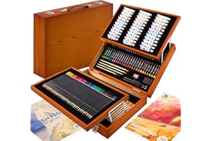 VIGORFUN Art Supplies, 170-Piece Deluxe Wooden Art Set Crafts Kit with Oil Pastels, Colored Pencils, Watercolor Paint, Acrylic Paint, Oil Paint, Creative Gift for Kids, Teens, Beginners Girls Boys
